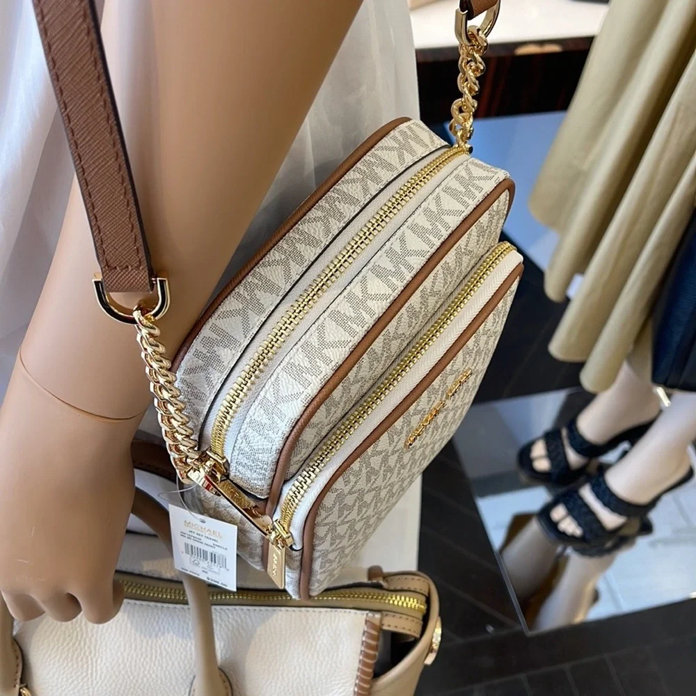 MICHAEL KORS  Jet Set Travel Medium Logo Crossbody Flight Bag # 35F1GTVC2B NWT